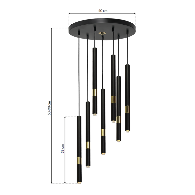 Lampa wisząca MONZA BLACK/GOLD 7xG9 8W Lampa wisząca MONZA BLACK/GOLD 7xG9 8W