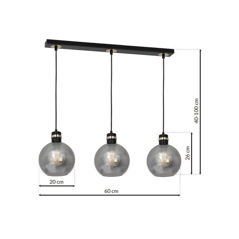 Lampa wisząca OMEGA BLACK/GOLD 3xE27 Lampa wisząca OMEGA BLACK/GOLD 3xE27