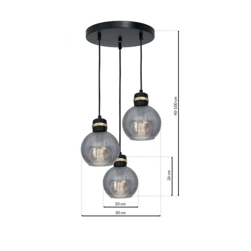 Lampa wisząca OMEGA BLACK/GOLD 3xE27 Lampa wisząca OMEGA BLACK/GOLD 3xE27