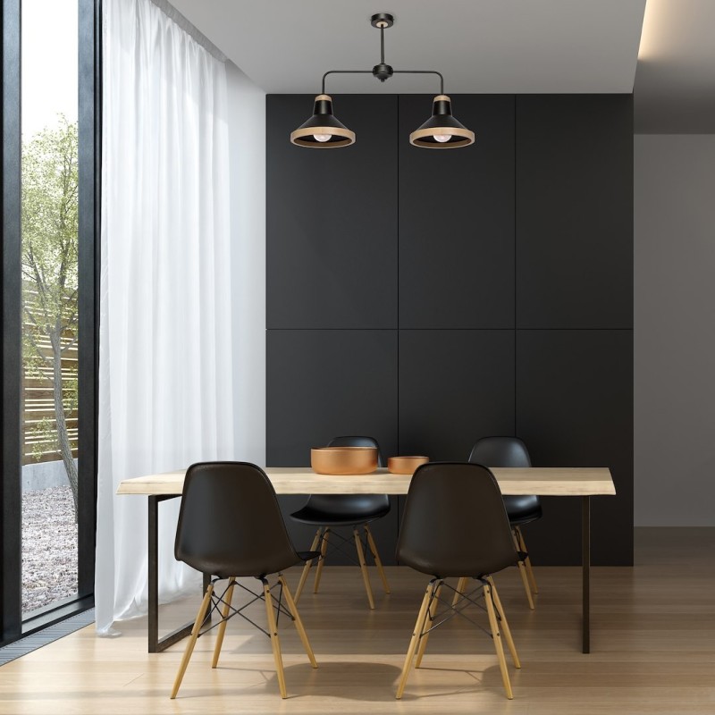 SALMA BLACK / WOOD Ceiling Lamp 2xE27 SALMA BLACK / WOOD Ceiling Lamp 2xE27