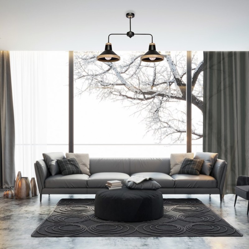 SALMA BLACK / WOOD Ceiling Lamp 2xE27 SALMA BLACK / WOOD Ceiling Lamp 2xE27