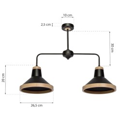 SALMA BLACK / WOOD Ceiling Lamp 2xE27 SALMA BLACK / WOOD Ceiling Lamp 2xE27