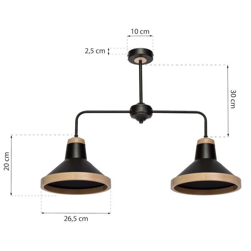 SALMA BLACK / WOOD Ceiling Lamp 2xE27 SALMA BLACK / WOOD Ceiling Lamp 2xE27