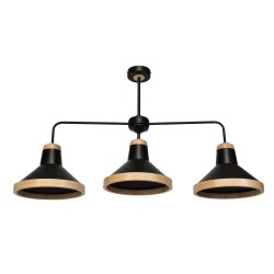Ceiling lamp SALMA BLACK / WOOD 3xE27