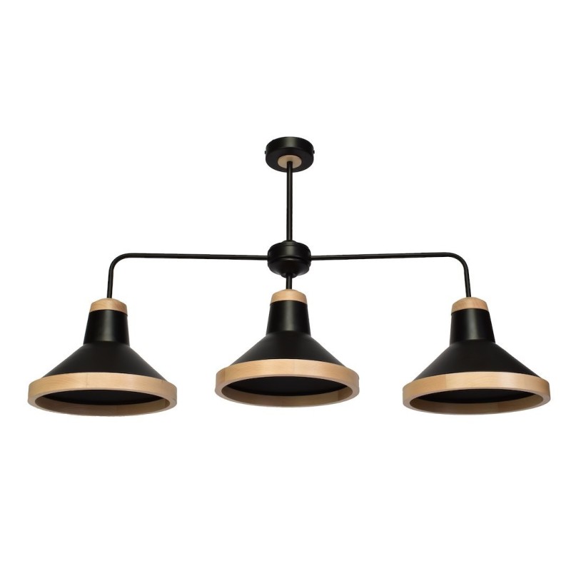 Ceiling lamp SALMA BLACK / WOOD 3xE27