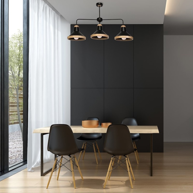 Ceiling lamp SALMA BLACK / WOOD 3xE27 Ceiling lamp SALMA BLACK / WOOD 3xE27