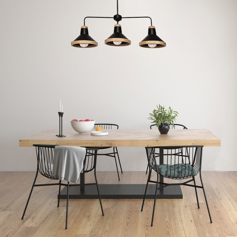 Ceiling lamp SALMA BLACK / WOOD 3xE27 Ceiling lamp SALMA BLACK / WOOD 3xE27