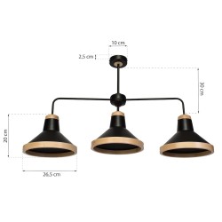 Ceiling lamp SALMA BLACK / WOOD 3xE27 Ceiling lamp SALMA BLACK / WOOD 3xE27