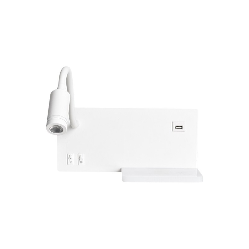 Lampa nocna z półką Shelf Led 4W+5W+2W lewa Biały Lampa nocna z półką Shelf Led 4W+5W+2W lewa Biały
