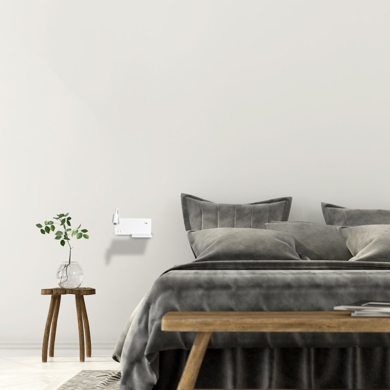 Lampa nocna z półką Shelf Led 4W+5W+2W lewa Biały Lampa nocna z półką Shelf Led 4W+5W+2W lewa Biały