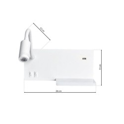 Lampa nocna z półką Shelf Led 4W+5W+2W lewa Biały Lampa nocna z półką Shelf Led 4W+5W+2W lewa Biały