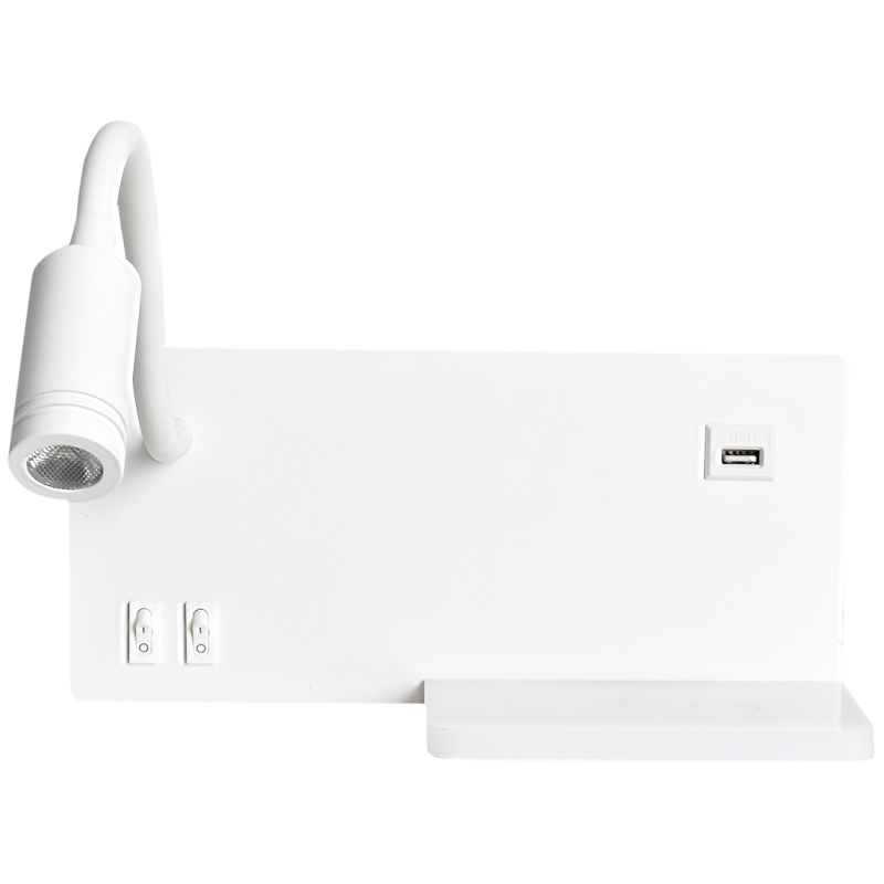 Lampa nocna z półką Shelf Led 4W+5W+2W lewa Biały Lampa nocna z półką Shelf Led 4W+5W+2W lewa Biały