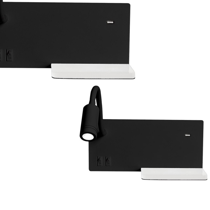 Lampa nocna z półką SHELF BLACK LED 4W+5W+2W Lampa nocna z półką SHELF BLACK LED 4W+5W+2W