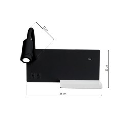Lampa nocna z półką SHELF BLACK LED 4W+5W+2W Lampa nocna z półką SHELF BLACK LED 4W+5W+2W