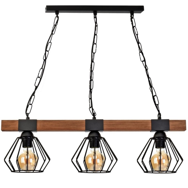 Lampa wisząca ULF BLACK/WOOD 3xE27 Lampa wisząca ULF BLACK/WOOD 3xE27