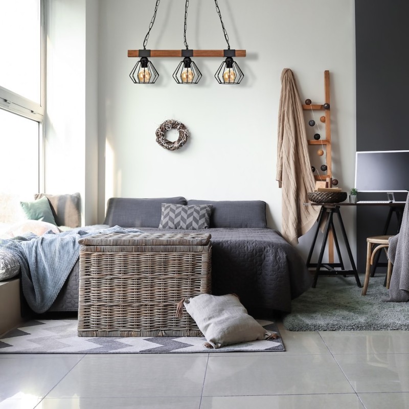 Lampa wisząca ULF BLACK/WOOD 3xE27 Lampa wisząca ULF BLACK/WOOD 3xE27