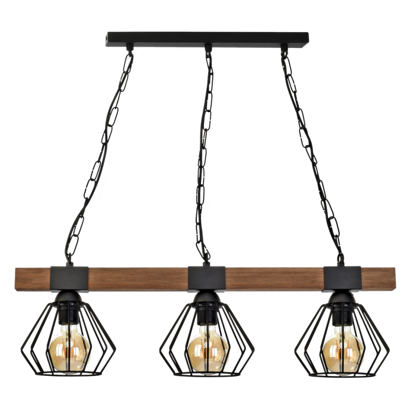 Lampa wisząca ULF BLACK/WOOD 3xE27 Lampa wisząca ULF BLACK/WOOD 3xE27