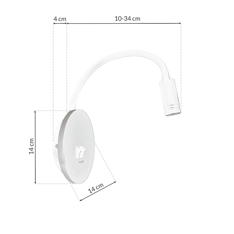 Lampka nocna BASE 8W+2W WHITE Lampka nocna BASE 8W+2W WHITE
