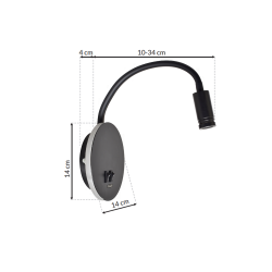 Lampka nocna BASE 8W+2W BLACK Lampka nocna BASE 8W+2W BLACK