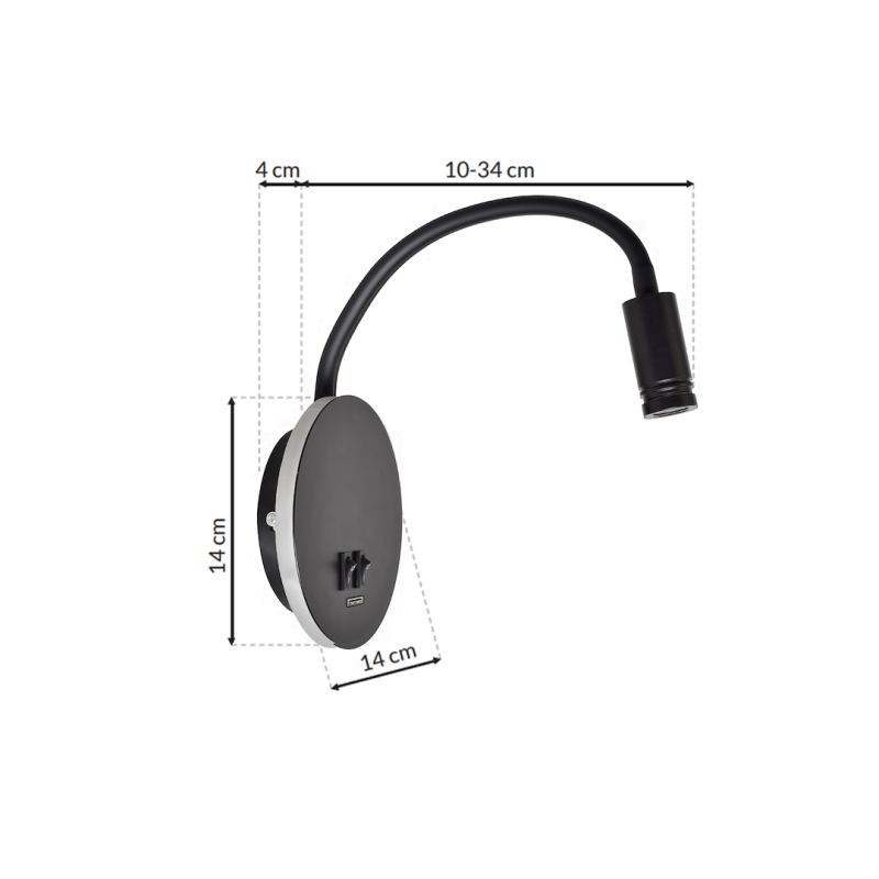 Lampka nocna BASE 8W+2W BLACK Lampka nocna BASE 8W+2W BLACK