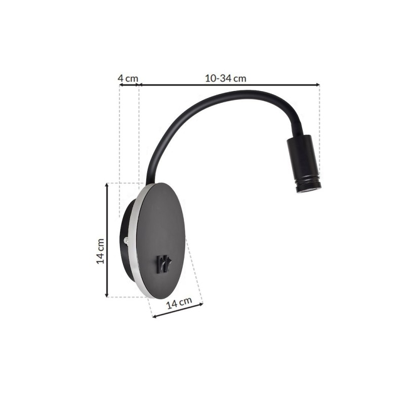 Lampka nocna BASE 8W+2W BLACK Lampka nocna BASE 8W+2W BLACK
