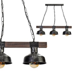 FARO BLACK/WOOD Hanging Lamp 3xE27
