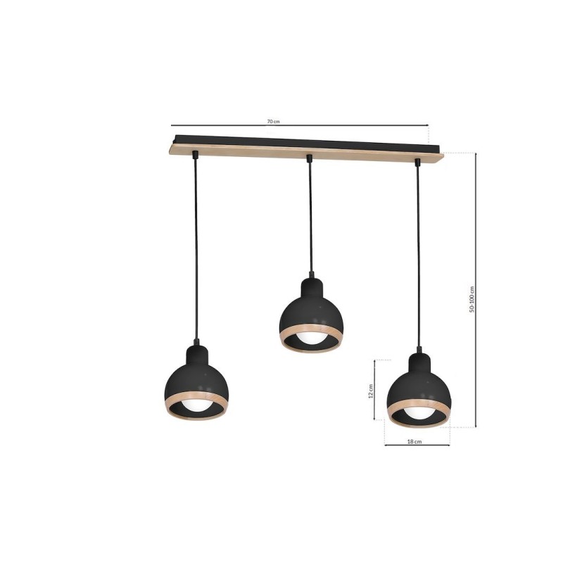Lampa wisząca OVAL BLACK 3xE27 Lampa wisząca OVAL BLACK 3xE27