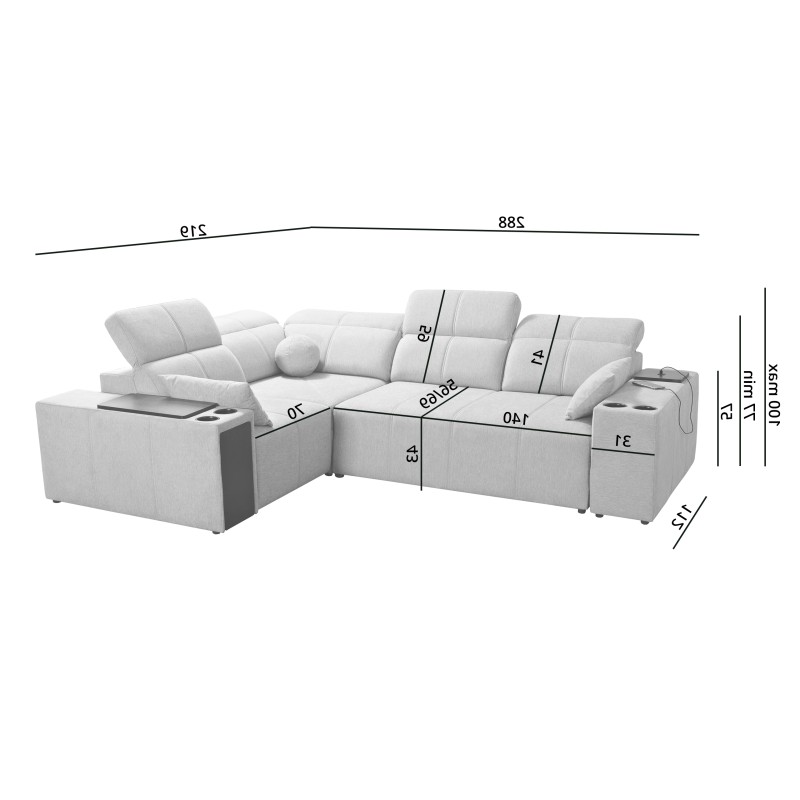 Milano II corner sofa with sleeping function – Woven, Verita 09 Verita 09 Milano II corner sofa with sleeping function – Woven, Verita 09 Verita 09