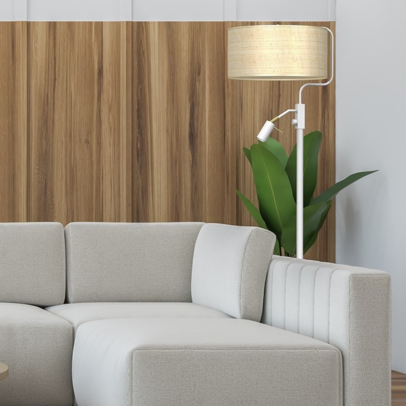 Lampa podłogowa Marshall 1xE27 + 1x mini GU10 Biały / Rattan Lampa podłogowa Marshall 1xE27 + 1x mini GU10 Biały / Rattan