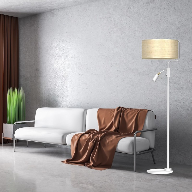 Lampa podłogowa Marshall 1xE27 + 1x mini GU10 Biały / Rattan Lampa podłogowa Marshall 1xE27 + 1x mini GU10 Biały / Rattan