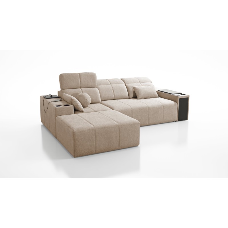 Milano I corner sofa with a sleeping function in Plecionka fabric, Verita 09 – elegance and functionality in one Milano I corner sofa with a sleeping function in Plecionka fabric, Verita 09 – elegance and functionality in one