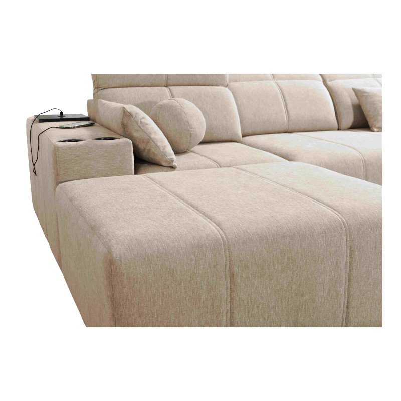 Milano I corner sofa with a sleeping function in Plecionka fabric, Verita 09 – elegance and functionality in one Milano I corner sofa with a sleeping function in Plecionka fabric, Verita 09 – elegance and functionality in one