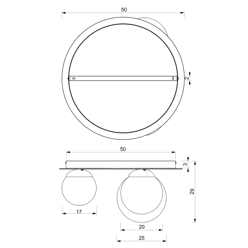 Lampa sufitowa PLATO 2xE14 + 1xE27 Lampa sufitowa PLATO 2xE14 + 1xE27