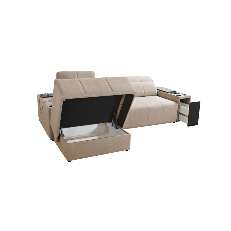 Milano I corner sofa with a sleeping function in Plecionka fabric, Verita 09 – elegance and functionality in one Milano I corner sofa with a sleeping function in Plecionka fabric, Verita 09 – elegance and functionality in one