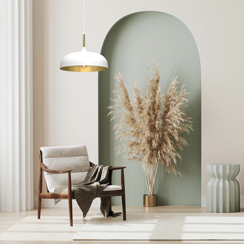 Lampa wisząca Lincoln 1xE27 35cm Biały/Złoty Lampa wisząca Lincoln 1xE27 35cm Biały/Złoty