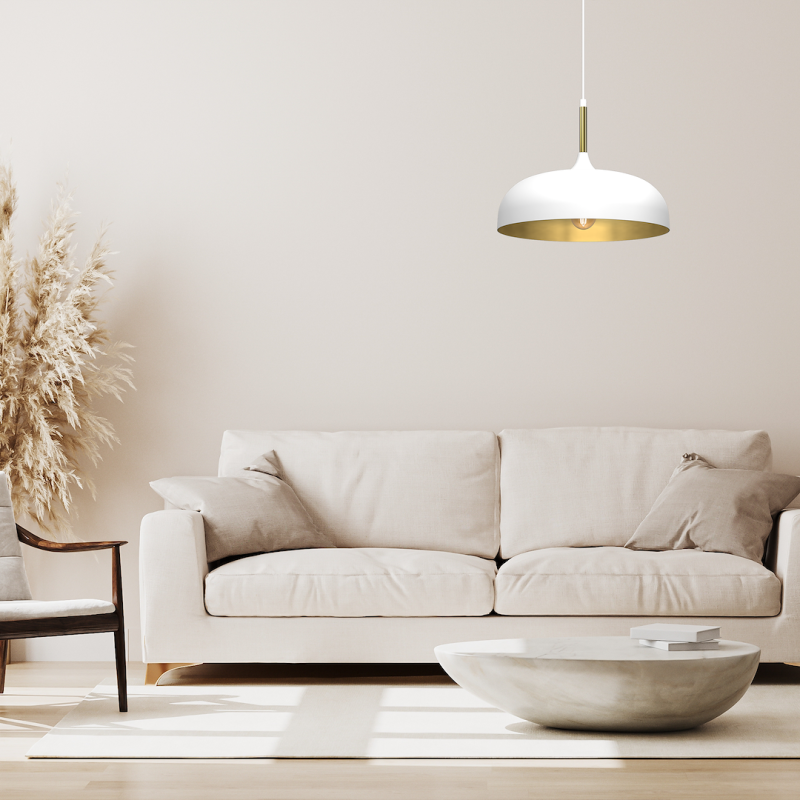 Lampa wisząca Lincoln 1xE27 35cm Biały/Złoty Lampa wisząca Lincoln 1xE27 35cm Biały/Złoty
