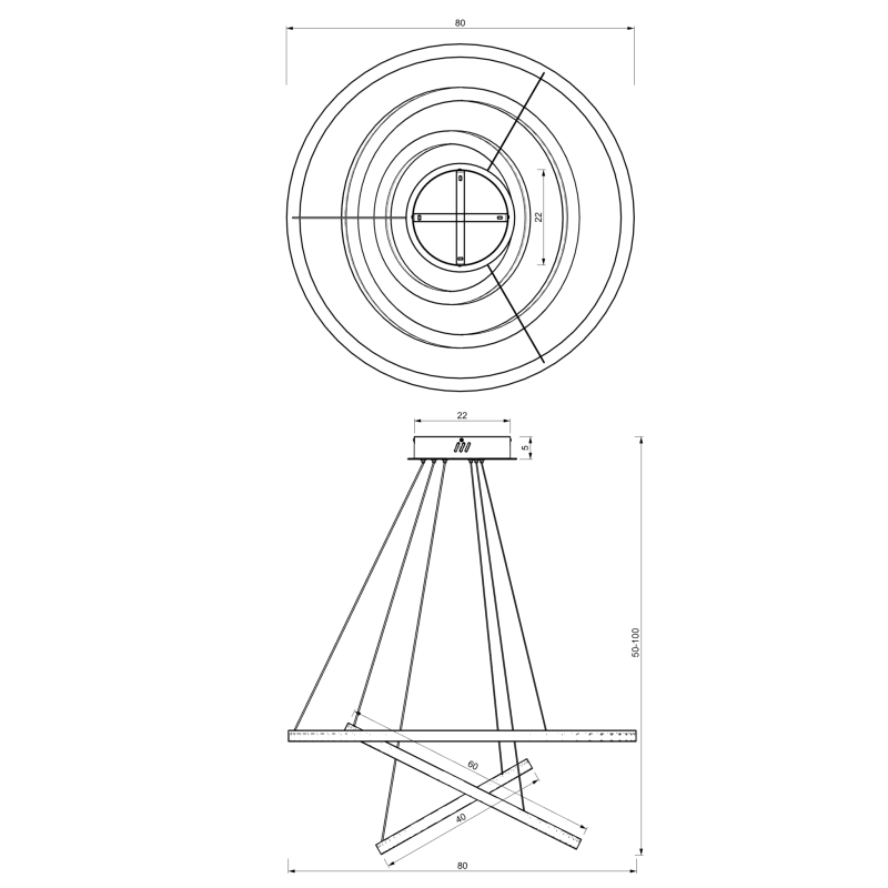Lampa wisząca GALAXIA GOLD 85W LED Lampa wisząca GALAXIA GOLD 85W LED