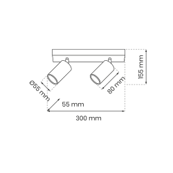 Lampa sufitowa HUDSON BLACK 2xGU10 Lampa sufitowa HUDSON BLACK 2xGU10
