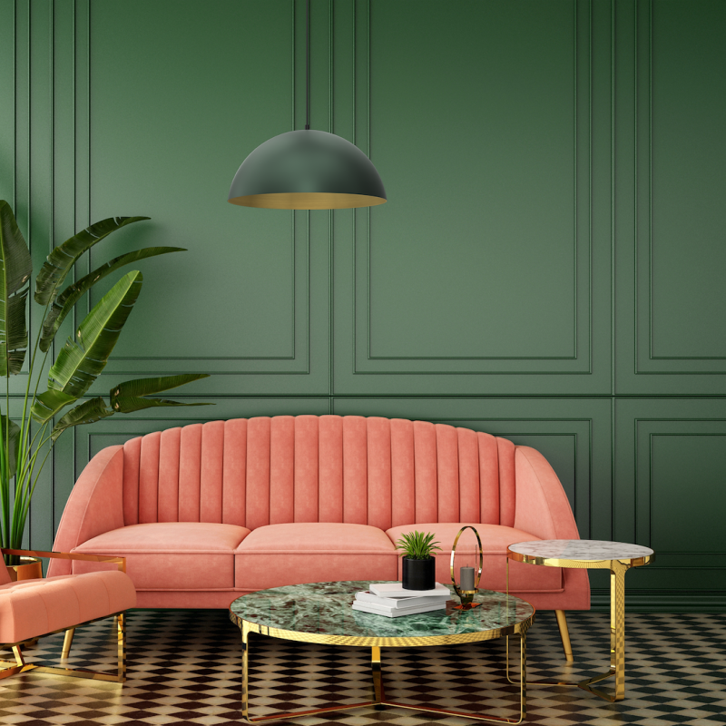 Pendant lamp BETA GREEN/GOLD 1xE27 45cm Pendant lamp BETA GREEN/GOLD 1xE27 45cm