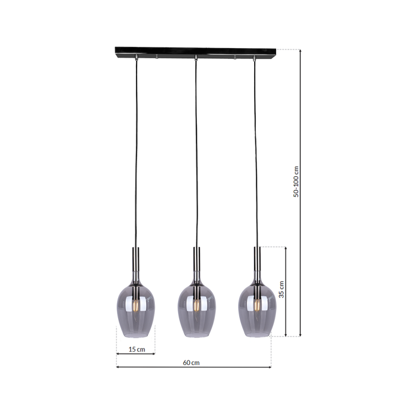 Lampa wisząca LUGANO SMOKED 3xE14 Lampa wisząca LUGANO SMOKED 3xE14
