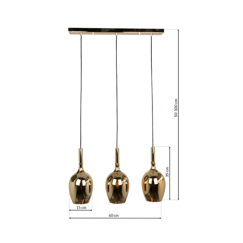 Lampa wisząca LUGANO GOLD 3xE14 Lampa wisząca LUGANO GOLD 3xE14