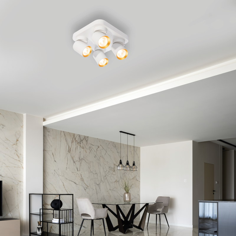 Lampa Sufitowa Andy 4xGU10 Kwadrat Biały + Złoty Lampa Sufitowa Andy 4xGU10 Kwadrat Biały + Złoty