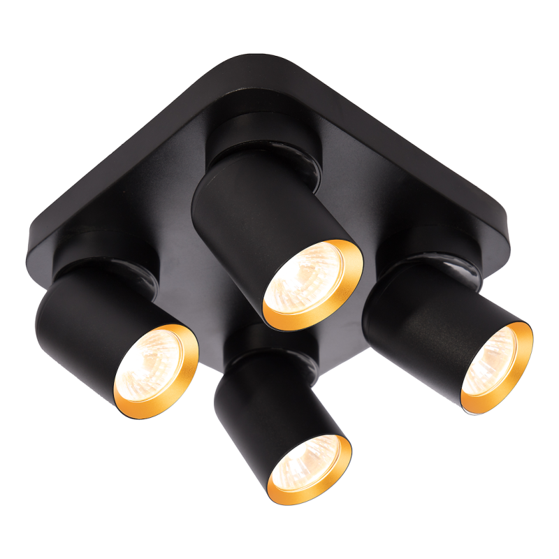 Lampa Sufitowa Andy 4xGU10 Kwadrat Czarny + Złoty Lampa Sufitowa Andy 4xGU10 Kwadrat Czarny + Złoty