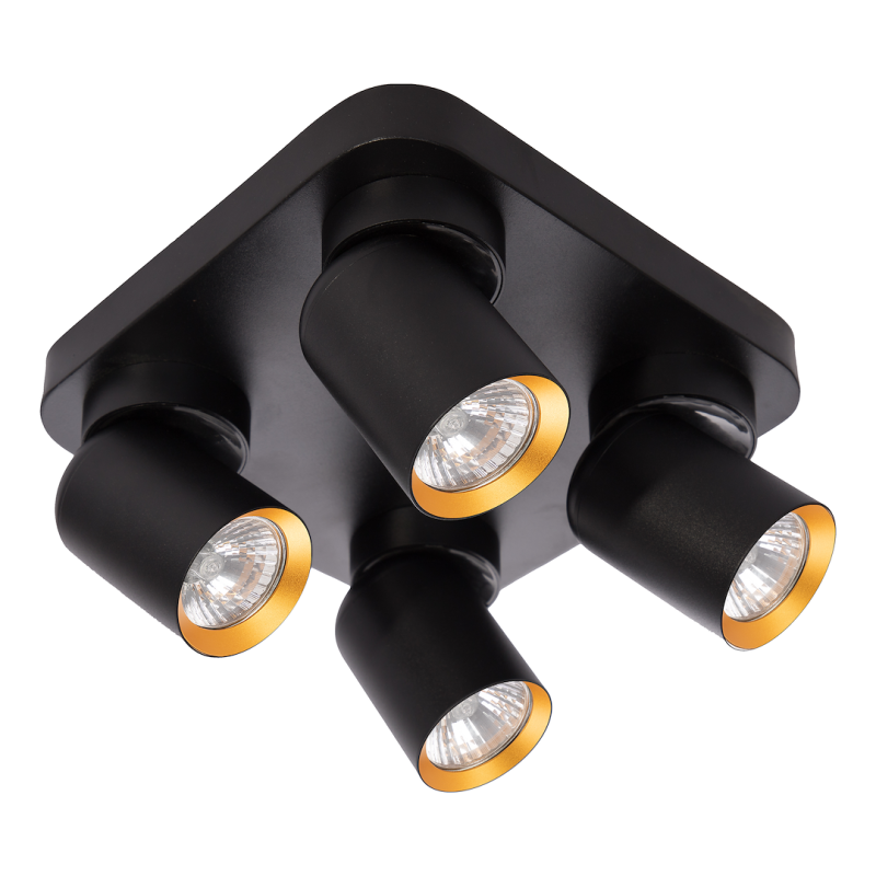 Lampa Sufitowa Andy 4xGU10 Kwadrat Czarny + Złoty Lampa Sufitowa Andy 4xGU10 Kwadrat Czarny + Złoty