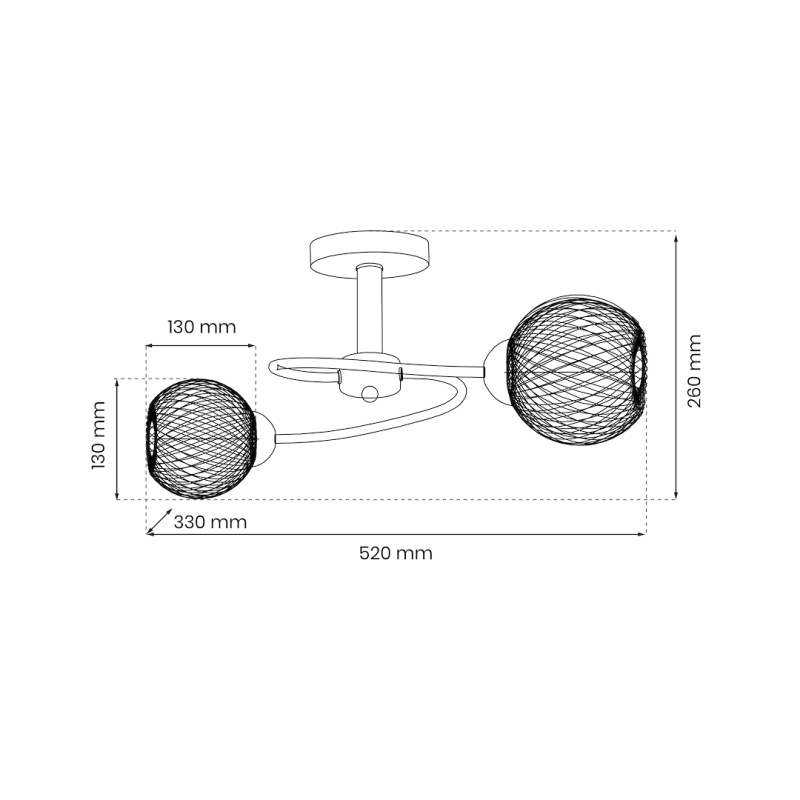 Lampa sufitowa OAKLAND 2xE27 Lampa sufitowa OAKLAND 2xE27