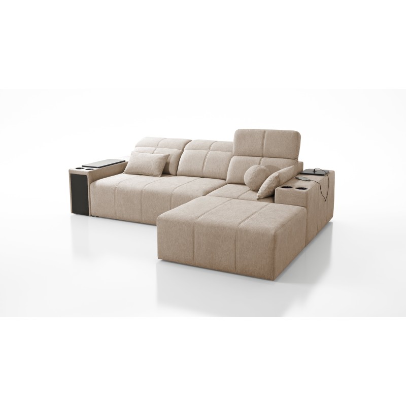 Milano I corner sofa with a sleeping function in Plecionka fabric, Verita 09 – elegance and functionality in one Milano I corner sofa with a sleeping function in Plecionka fabric, Verita 09 – elegance and functionality in one