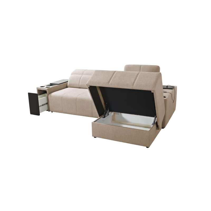 Milano I corner sofa with a sleeping function in Plecionka fabric, Verita 09 – elegance and functionality in one Milano I corner sofa with a sleeping function in Plecionka fabric, Verita 09 – elegance and functionality in one