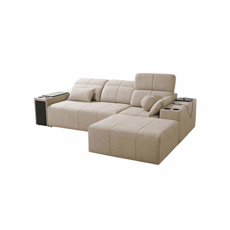 Milano I corner sofa with a sleeping function in Plecionka fabric, Verita 09 – elegance and functionality in one Milano I corner sofa with a sleeping function in Plecionka fabric, Verita 09 – elegance and functionality in one