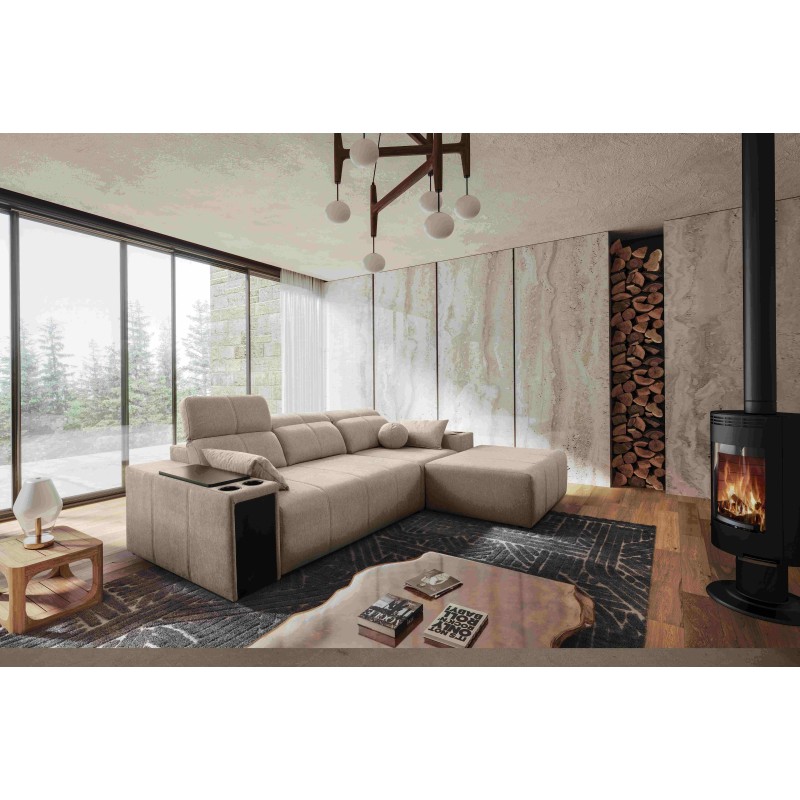 Milano I corner sofa with a sleeping function in Plecionka fabric, Verita 09 – elegance and functionality in one Milano I corner sofa with a sleeping function in Plecionka fabric, Verita 09 – elegance and functionality in one