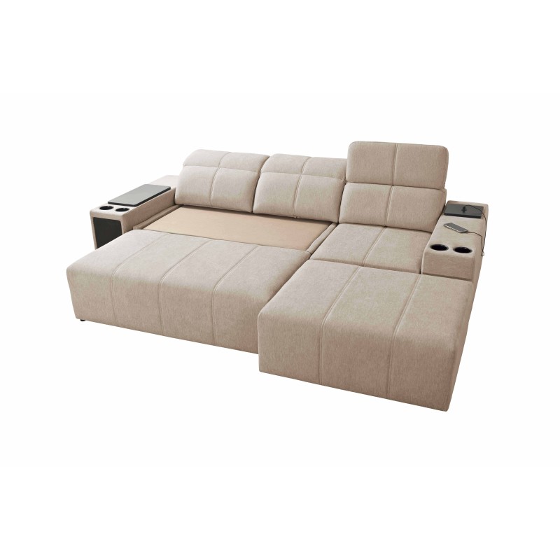 Milano I corner sofa with a sleeping function in Plecionka fabric, Verita 09 – elegance and functionality in one Milano I corner sofa with a sleeping function in Plecionka fabric, Verita 09 – elegance and functionality in one